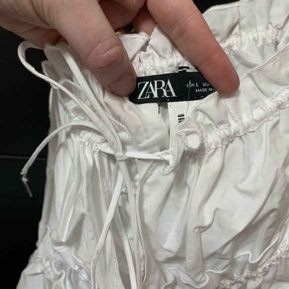 Zara White Ruffled top cotton cool summer spring NWT coquette girl - Picture 4 of 6